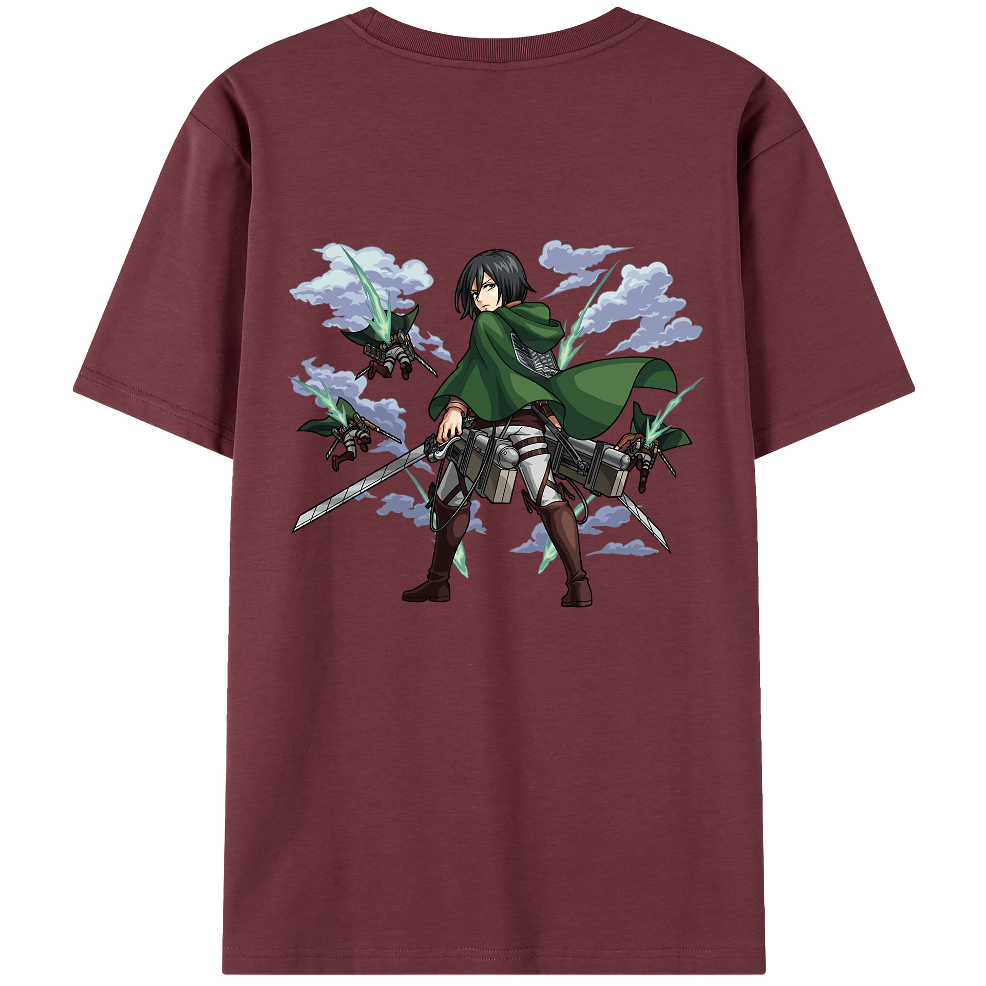（画像用） 進撃の巨人 ミカサ·アッカーマン Attack on Titan Mikasa Ackerman 綿100％半袖Tシャツ（背面プリント）